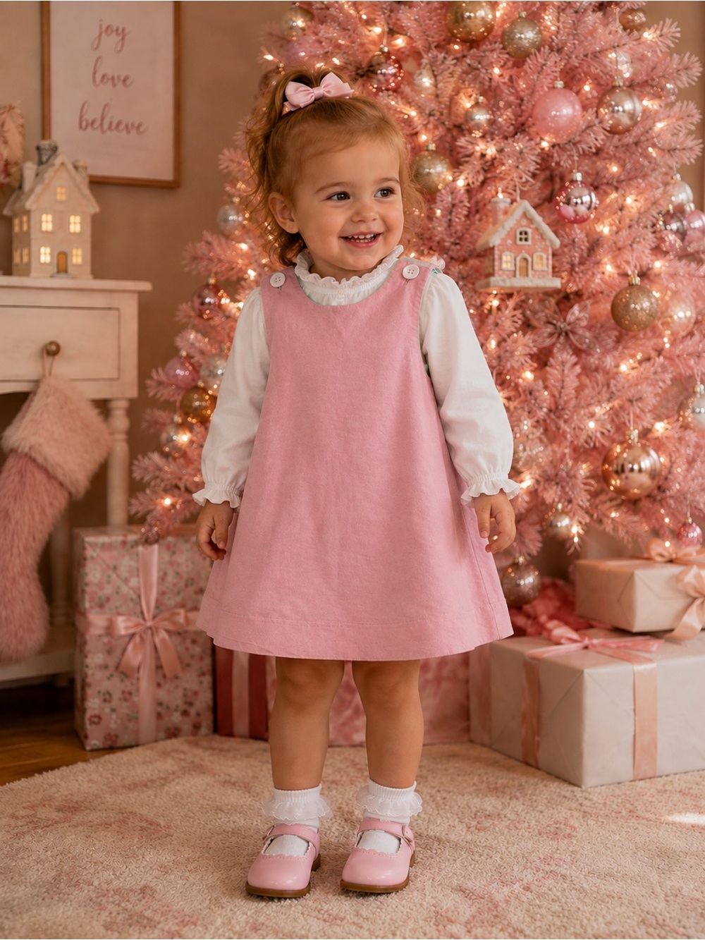 Girls Reversible Pink & Mint Sleeveless Jumper Dress